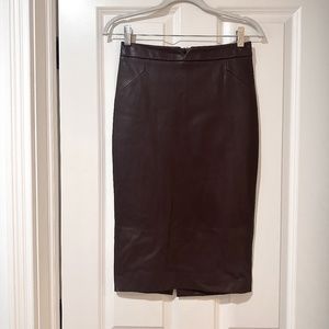Zara Faux Leather Pencil Skirt in Mahogany, Size S NWOT